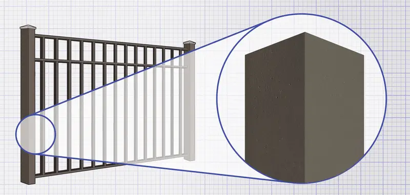 Powder coated finish on an aluminum fence