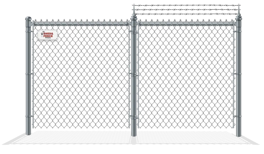 Chain link fence with barbed wire