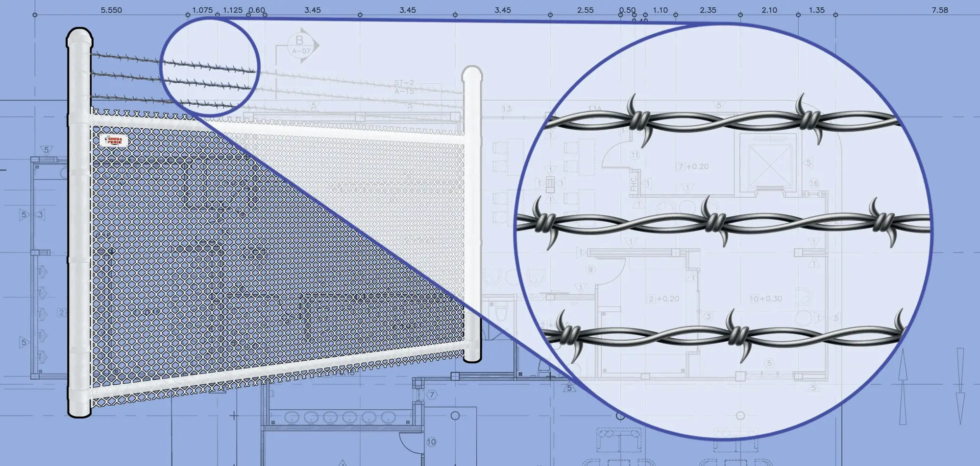 commercial chain link fence barbed wire for security